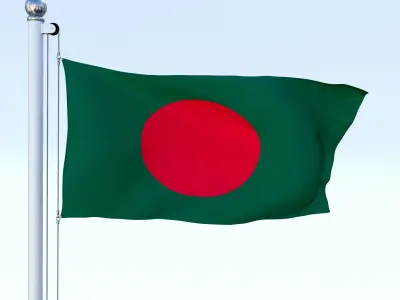 Animated Bangladesh Flag Low-poly 3D model