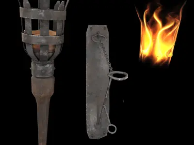 Medieval Wall Torch  Low-poly 3D model