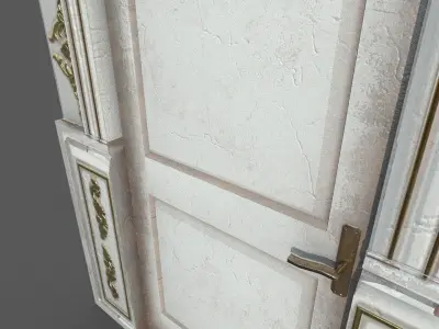 Old White Wood Door Low-poly 3D model