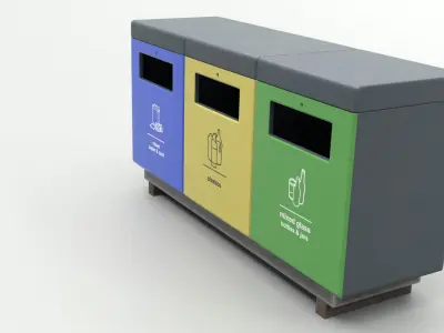 Metal Street Trash Bin 4K PBR Game Ready UV Unwrapped vol 06 Low-poly 3D model