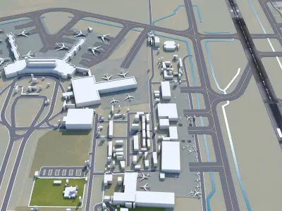 Lagos Murtala Muhammed Airport 10km Low-poly 3D model