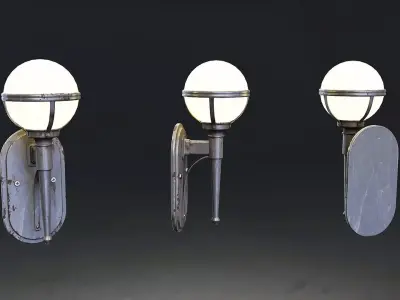 Vintage Industrial Wall Sconce Lamp Low-poly 3D model