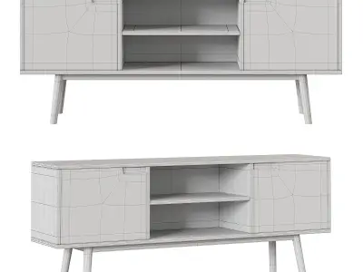 Adair Solid Wood TV Console 3D model