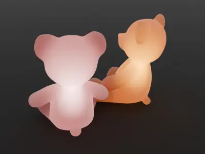 Pair of teddy bears indirect lighting 3D model