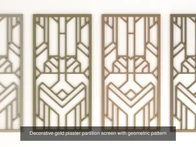 Decorative gold plaster screen with geometric pattern 6 3D Model Pack