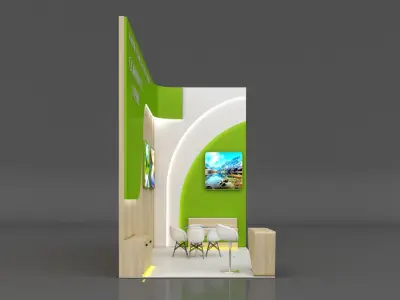 Booth Exhibition Stand Stall 3x6m Height 500 cm 2 Side Open 3D model
