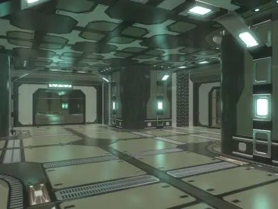 Lowpoly Scifi Modular Corridor 2 Low-poly 3D model