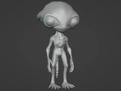 Realistic Gray Alien  3D print model