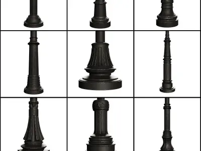 Lantern-5 wrought iron street lamp 3D model