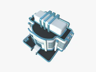 SciFi Bank A01 White Blue - Sci Fi Exterior Design Low-poly 3D model
