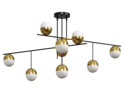  Balls white brass 9 chandelie 3D model