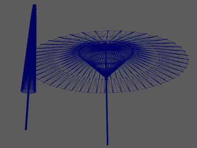 Chinese style umbrella Low-poly 3D model