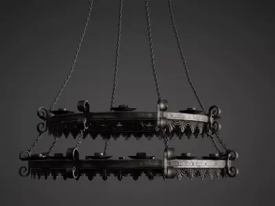 Medieval Chandelier Low Poly Game Ready Low-poly 3D model