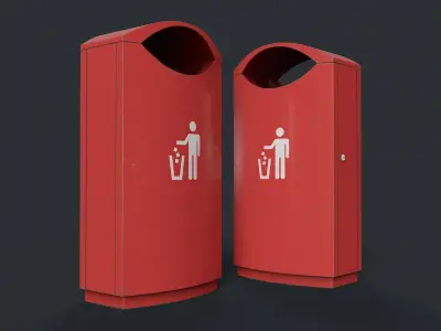 Street Trash Can 11 PBR Game Ready Low-poly 3D model