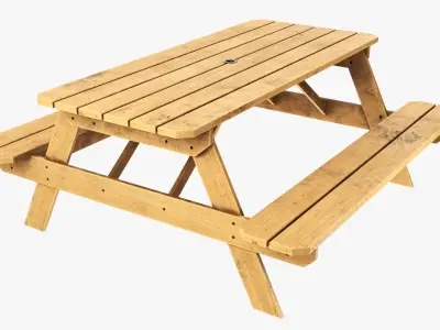 Picnic Table Wood dirty 3D model