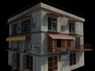 Arab Building with Interior And Exterior Low-poly 3D model