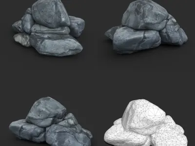 Low poly Boulder Rock 230412 Low-poly 3D model