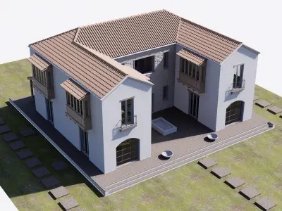 Spanish Style House Low-poly 3D model