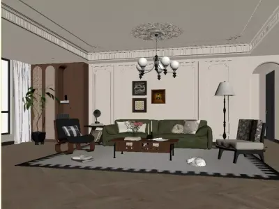 Light French Retro Style 3D model