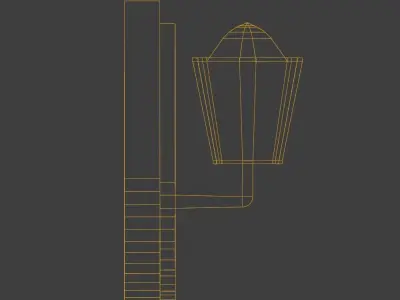 Simple Flag Pole and Wall Lamp Combo Pack Low-poly 3D model