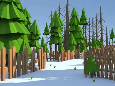 Fences - Toon Low-poly 3D model
