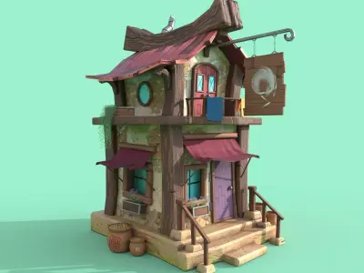 LowPoly Stylized Large House Low-poly 3D model