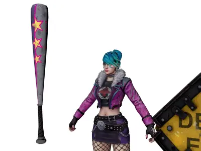 Cyberpunk Girl  3D Character Model Game Ready Rigged Low-poly 3D model