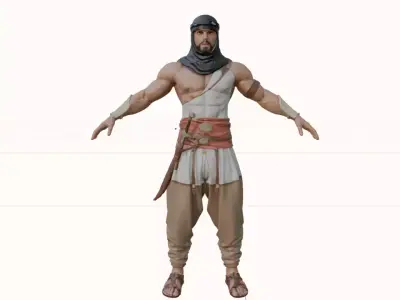 Legendary Muscular Warrior  Stylized 3D Character Low-poly 3D model