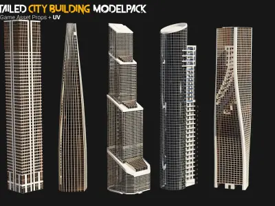 High Detailed Modern City Building Model Pack Low-poly 3D model