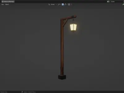 Basic Lamp Post - 1 Sided -  3D model