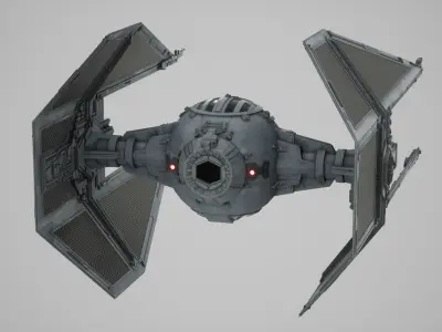 Tie Interceptor Low-poly 3D model
