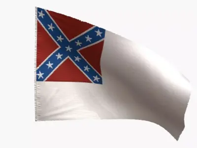 US Flag 2nd National Confederate Low-poly 3D model