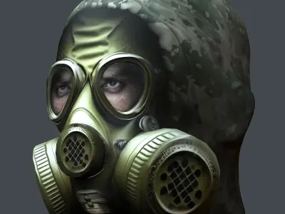 Gas mask helmet 3d model military combat Low-poly Low-poly 3D model