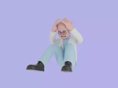 Stylized 3D Male Scientist Character - Cartoon Panic Stress Pose 3D model