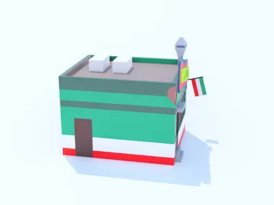 Italian Restaurant pizzeria Low Poly Low-poly 3D model