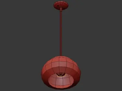 Amonte 1 Light Satin Gold Pendant with Matte Opal Glass Shade 3D model