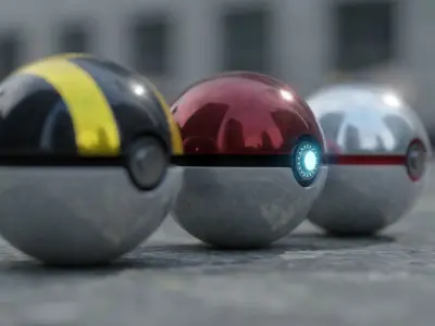 Realistic pokeball - Pokemon Low-poly 3D model