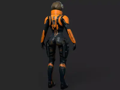 Futuristic Combat Girl Low-poly 3D model