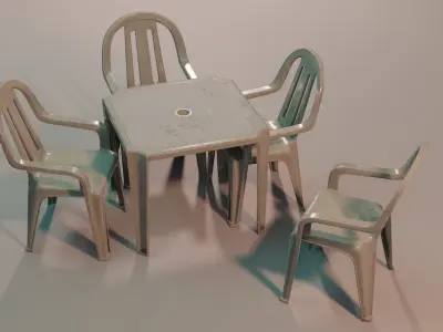 plastic table and chair 3D Model Pack
