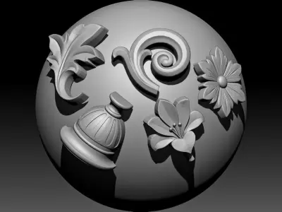 Five Free Ornament Brushes Alphas and 3D Models Free 3D model