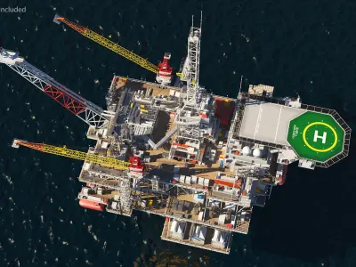  Shell Perdido Oil Platform Rigged 