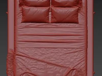 Stivale Light Brown Velvet Queen Bed 3D model