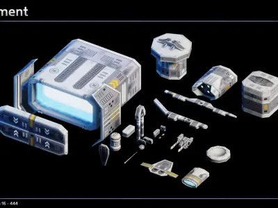 Modular Asteroid Base Low-poly 3D model