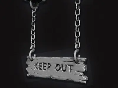 Keep Out Wooden Sign 3D model