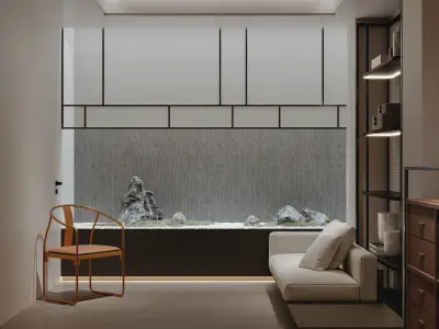 chinese villa interior scenes 3D model