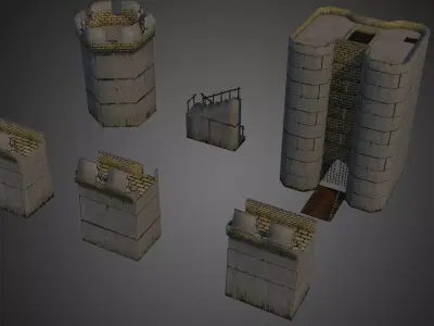 Modular Castle Set Low-poly 3D model