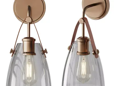Glass and Leather And Versatile Bath Sconce 3D model