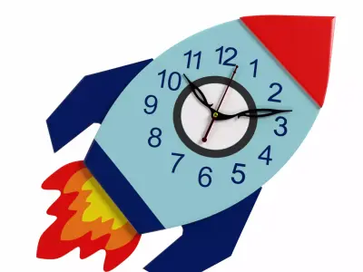3D Rocket Wall Clock 3D model