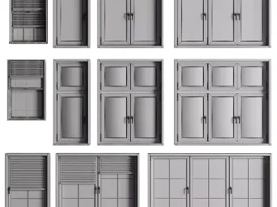  Set of plastic window Low-poly 3D model