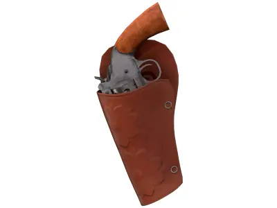 Revolver Gun With Holster Low-poly 3D model